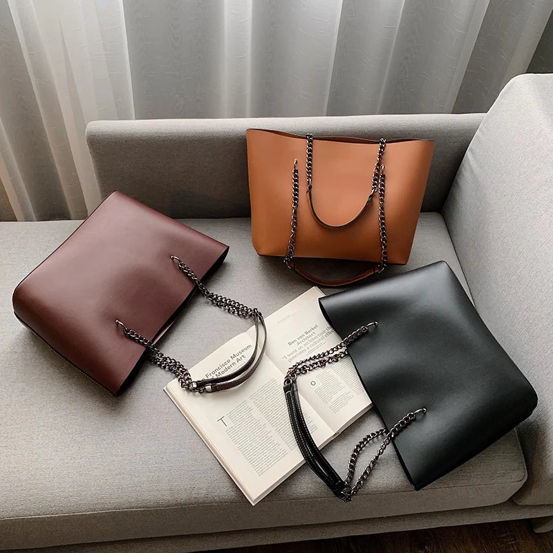 Leather shoulder bags