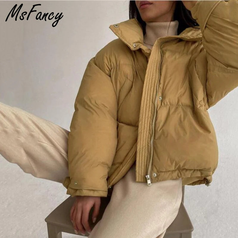 Winter Coats Women Korean Fashion Zipper Puffer