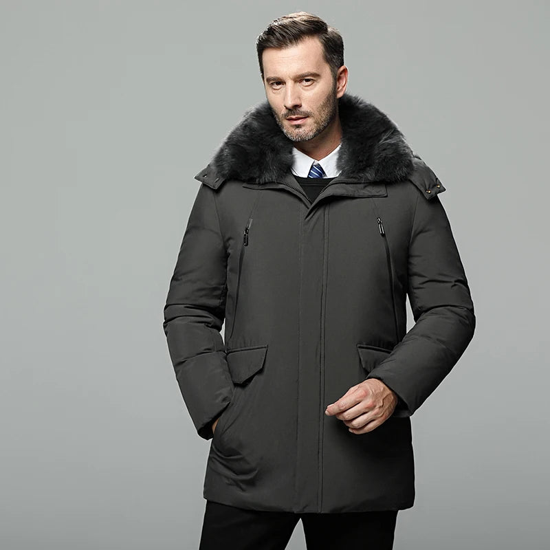 Down jacket men fur collar