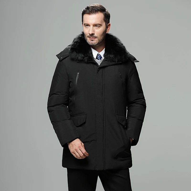 Down jacket men fur collar