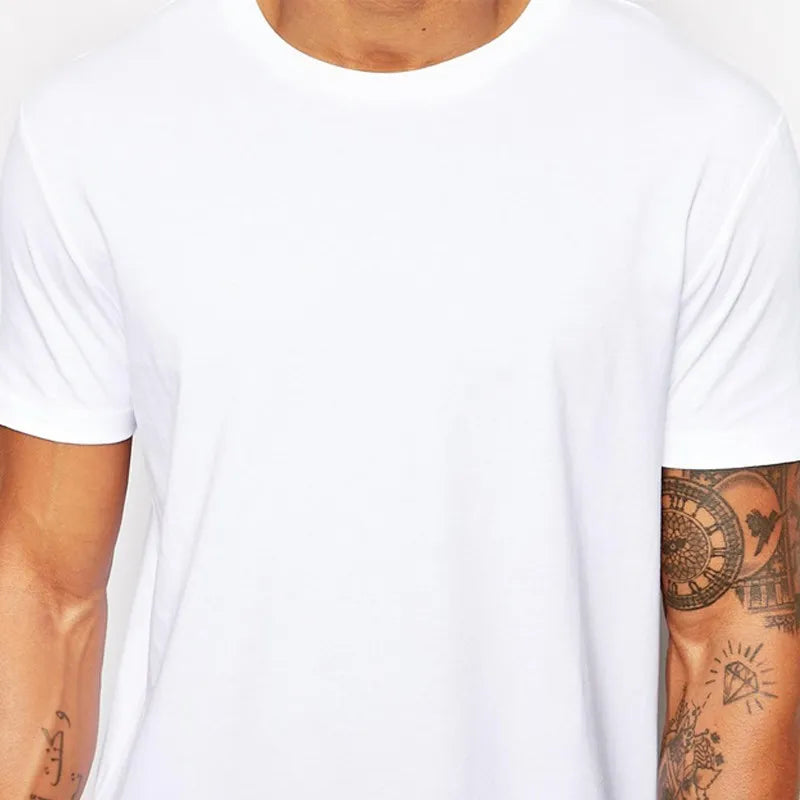 Brand Men Cotton Clothing White Long T-Shirt