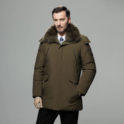 Down jacket men fur collar