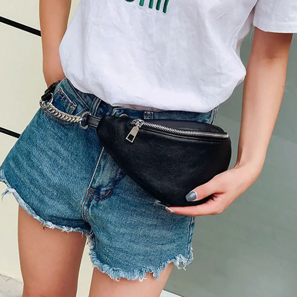 Leather fanny pack for women