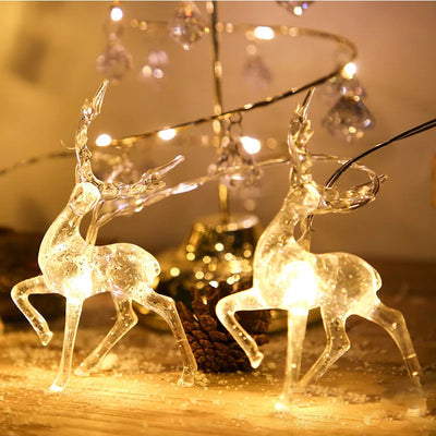 1.5m LED Sika Deer Light String Christmas Elk-shaped Oranments Xmas Tree Merry Christmas Decor For Home 2021 Happy New Year