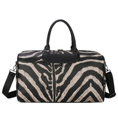 Large women's zebra pattern carry-on suitcase