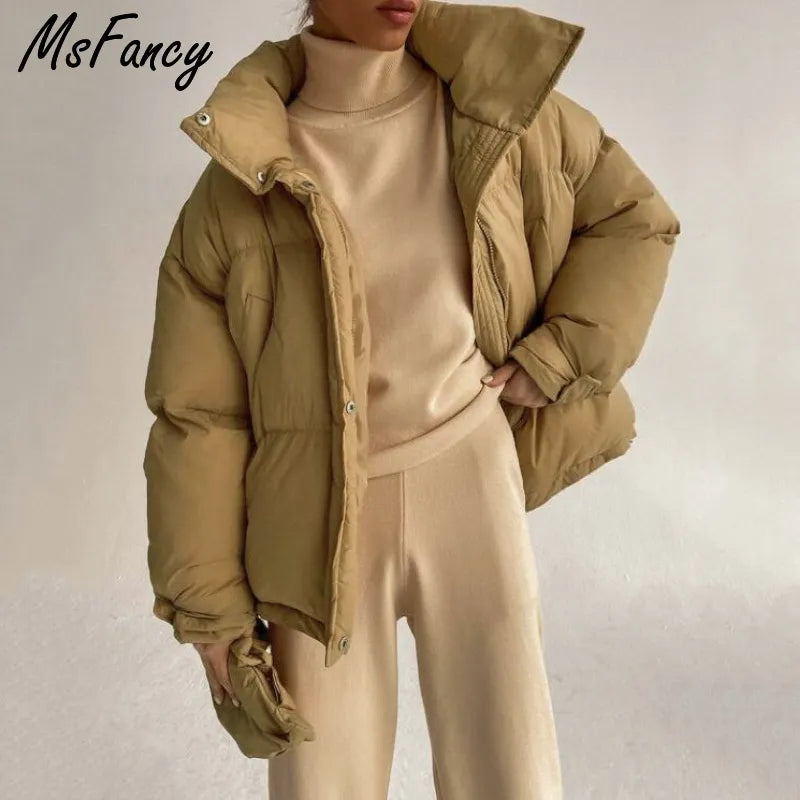 Winter Coats Women Korean Fashion Zipper Puffer