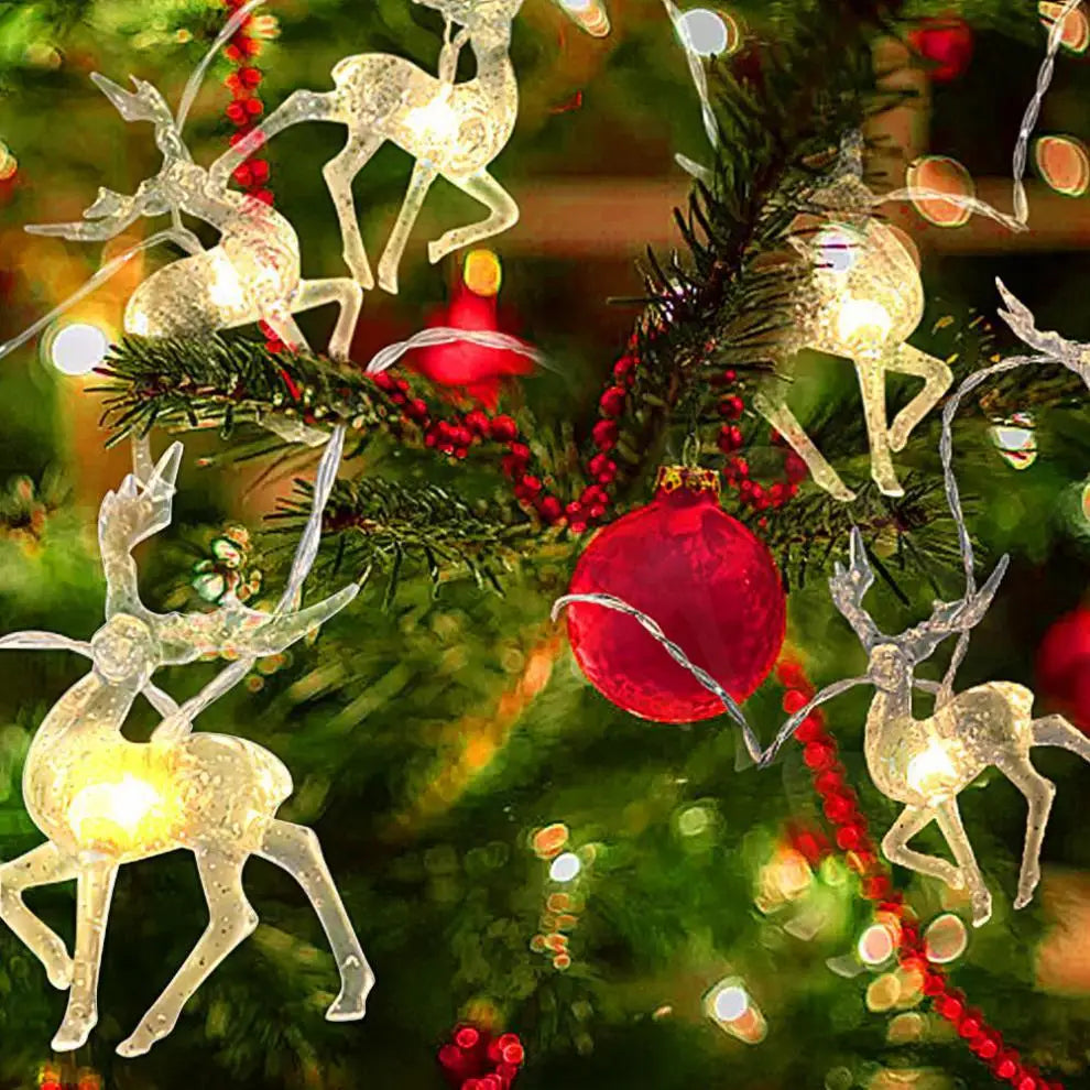 1.5m LED Sika Deer Light String Christmas Elk-shaped Oranments Xmas Tree Merry Christmas Decor For Home 2021 Happy New Year