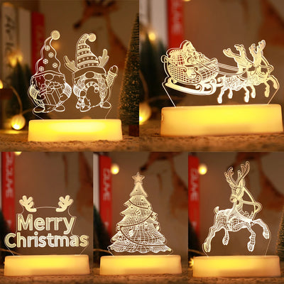 Christmas Night Light Santa Claus Snowman Elk Tree LED Lamp Merry Christmas Decorations 2023 Xmas Lights New Year Navidad Gifts