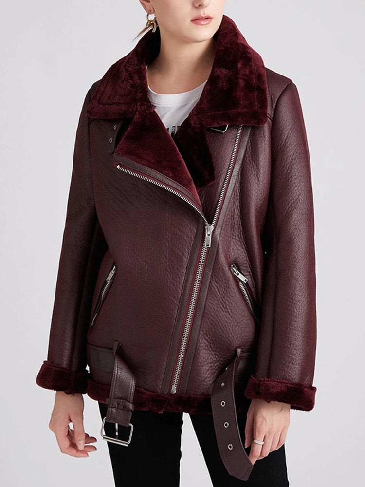 Winter Coats Women Thick Faux Leather Fur