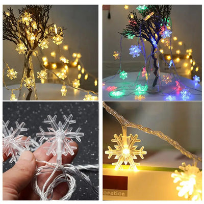 3M Snowflake String Lights Christmas LED Fairy Light Merry Christmas Decorations 2023 Xmas Tree Decor Natal New Year Gifts