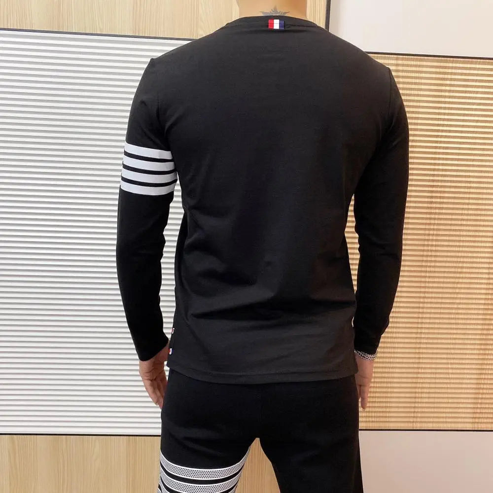 Men striped long sleeve t shirts