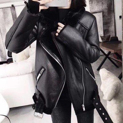 Winter Coats Women Thick Faux Leather Fur