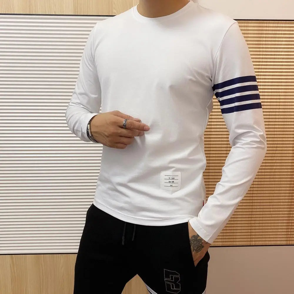 Men striped long sleeve t shirts