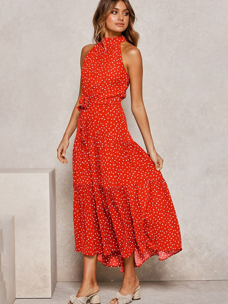 Long polka dot dress