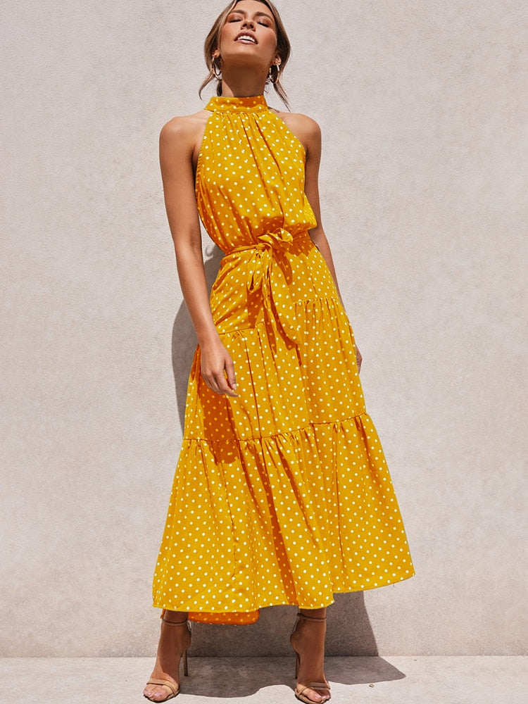 Long polka dot dress