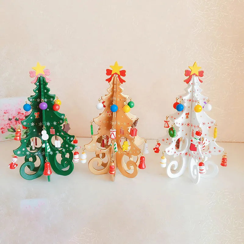 2023 Christmas Tree Children's Handmade DIY Stereo Wooden Christmas Tree Scene Layout Christmas Decorations Ornaments Hot