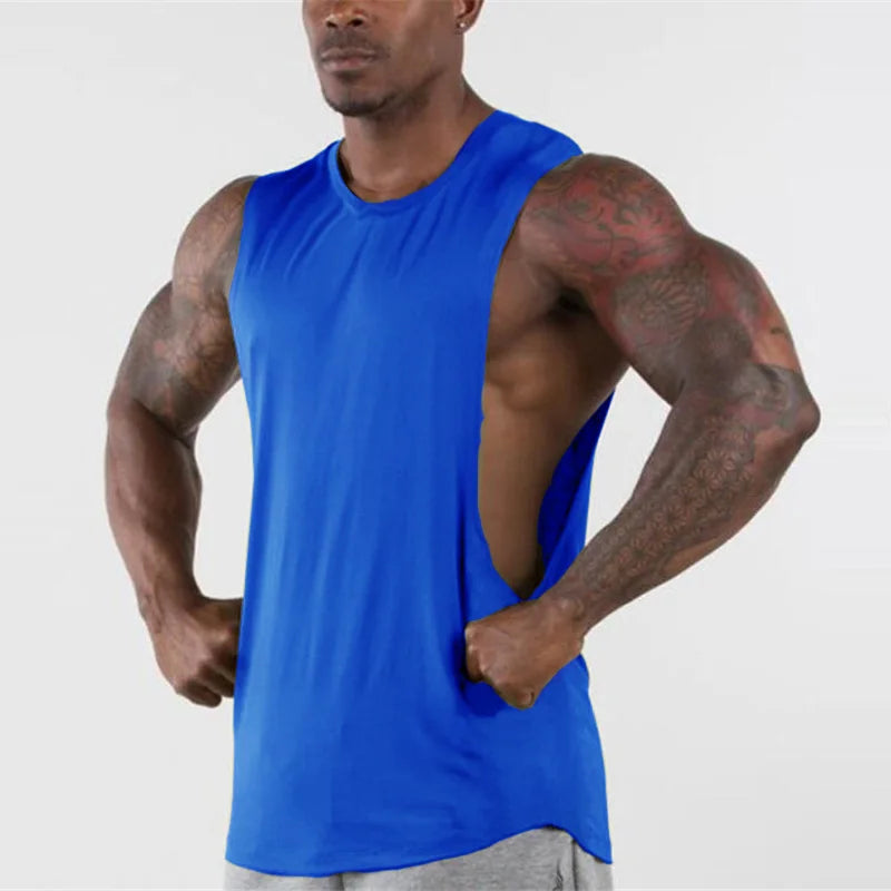 Plain Tank Top Men Gyms Stringer Cotton Fitness Clothing