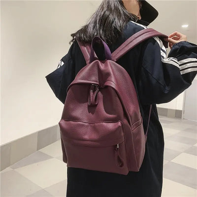 Casual Backpack Women Nylon Solid Color